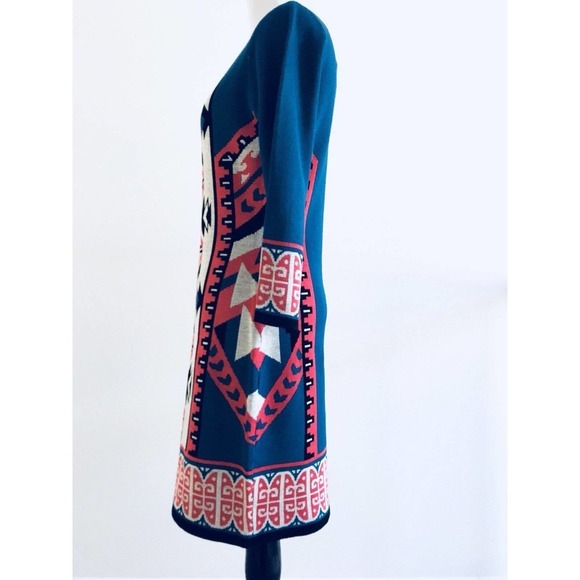 Flying Tomato | Womens Size M Sweater Dress Aztec Fitted Slimming Pullover - Picture 7 of 11
